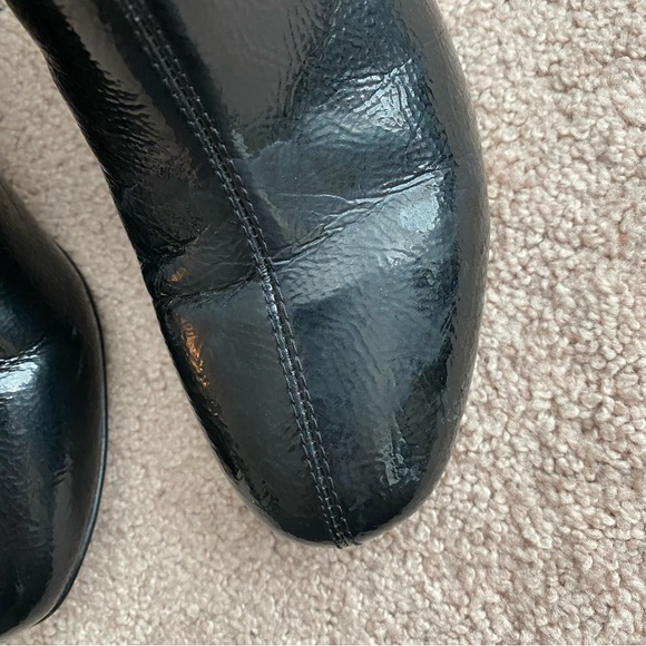 Clarks Chantelle Stone Patent Boots Black Ankle Booties Size 7.5 - Picture 6 of 11